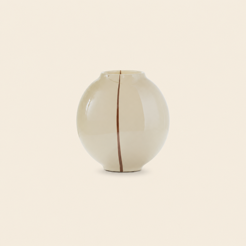 13-Inch Beige Glass Decorative Vase