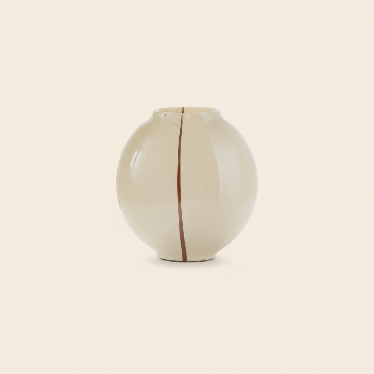 13-Inch Beige Glass Decorative Vase