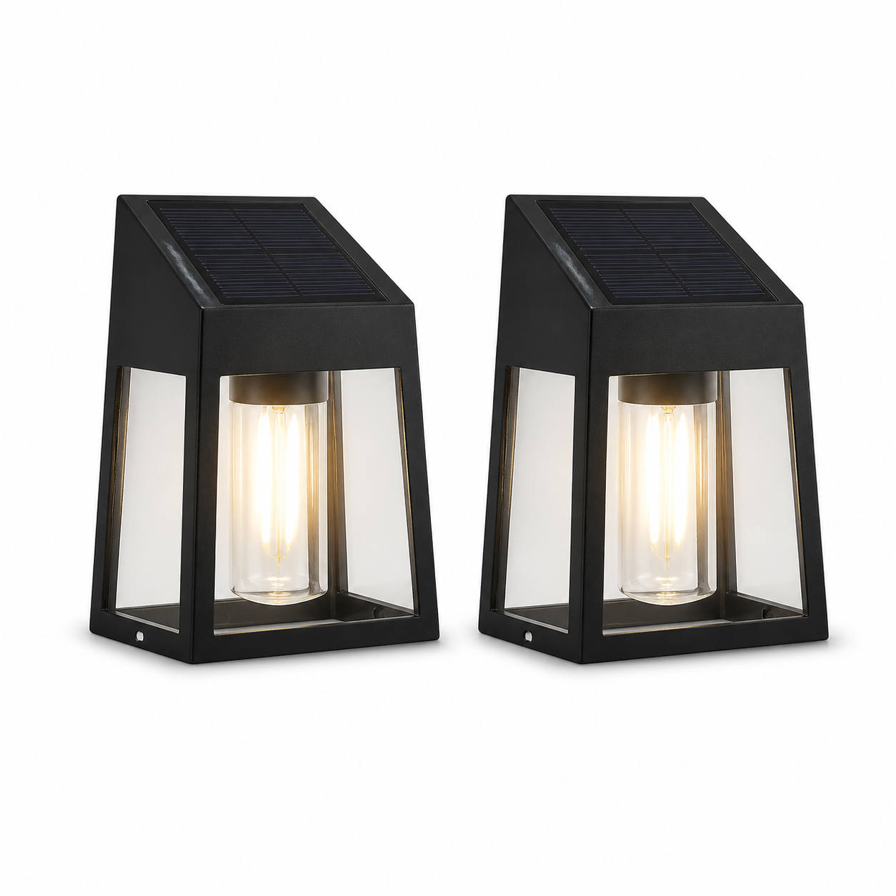 2-Pack Solar Wall Lanterns with Dusk-to-Dawn Sensor